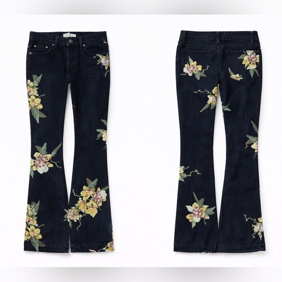 💕sold💕 Free People Just Float On floral flare jeans in the Miami Night Combo - Picture 2 of 4